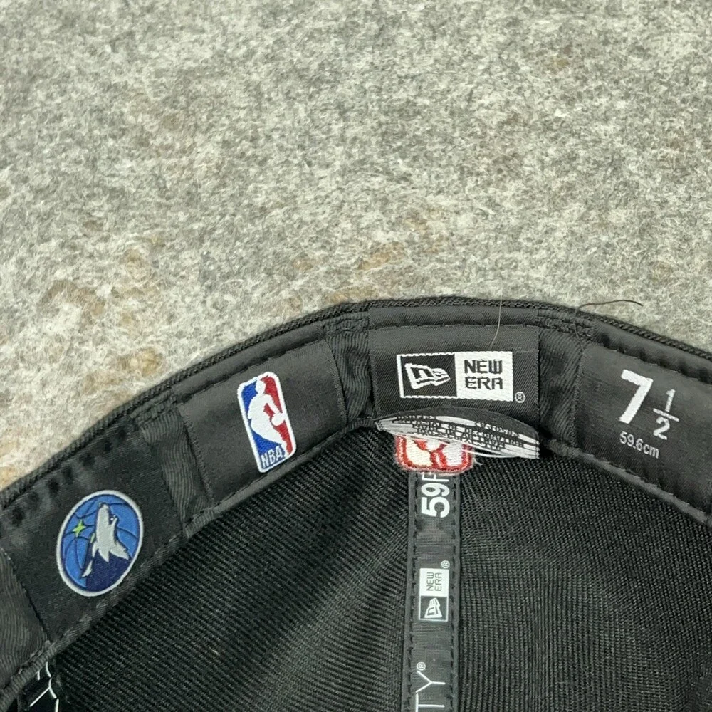 Minnesota Timberwolves Hat Cap Fitted Mens 7 1/2 Black NBA Basketball‎ New Era